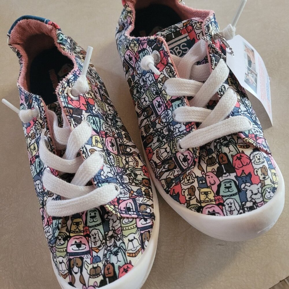 NEW WITH TAGS Sketchers/Bobs Love My Dog slip in canvas sneakers